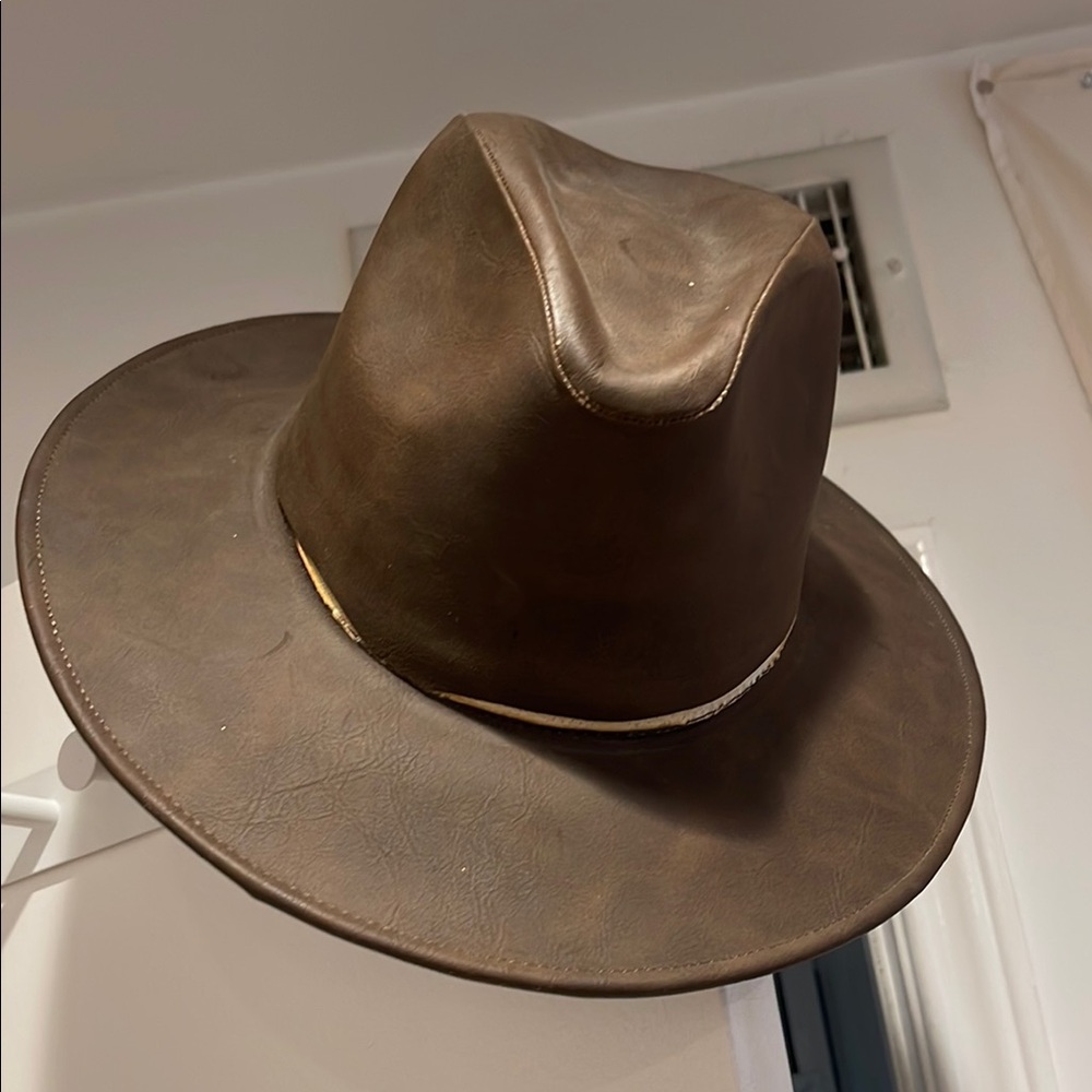 Rich Brown Felt Cowboy Hat with Wide Brim and Pinched Crown